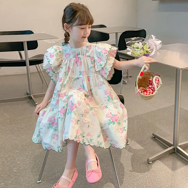 2023 summer flying Sleeve dress kids girl fashion long dress for 12 year old girl princess dress for girls 11 to 12 years