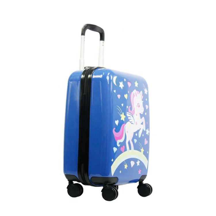Lightweight 4 wheel spinner cabin hard shell personalized ABS travelling unicorn bags luggage trolley