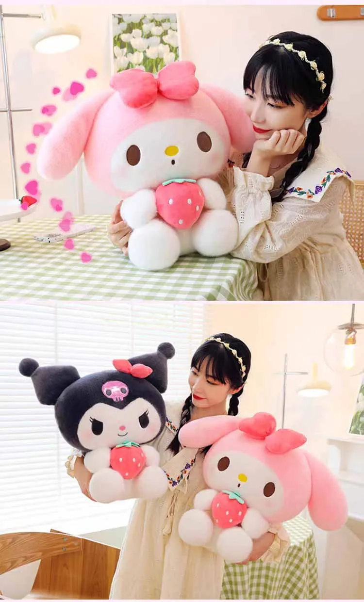 Kuromi Hug Strawberry Plush Toy Large Size Melody Plush Throw Pillow For Girls And Children Gift Wholesale