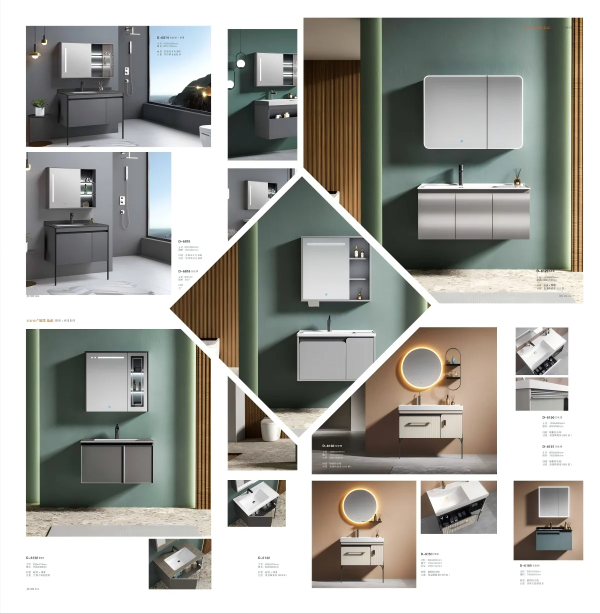 French Luxury Bathroom Vanity Neat Clean White High-Temperature Ceramic Sink Solid Wood Lacquered Cabinet 2 Modern Mirror Steel