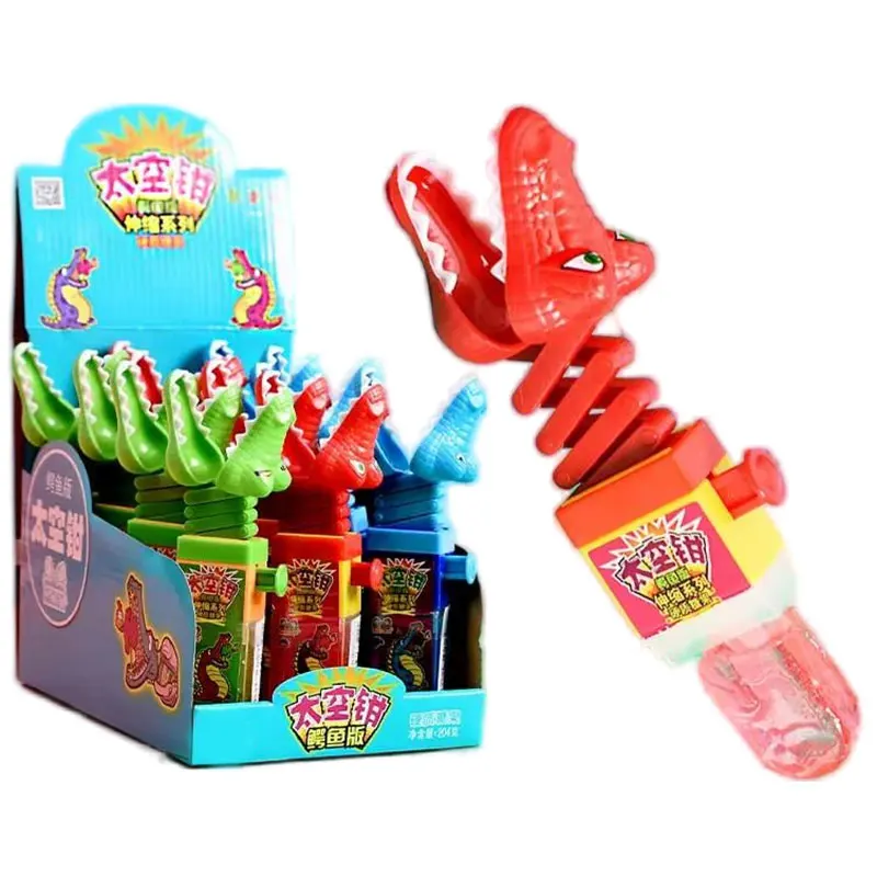 High Quality Plastic Candy Toys Flexible Telescopic Crocodile Clamp Toy Funny Sweet Candy For Kids