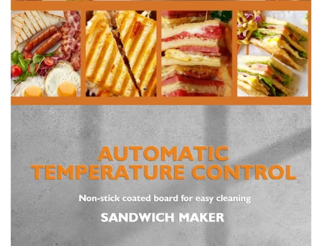 hot selling 4 slice pan grill machine with indicator lights home use sandwich maker with non-stick surface