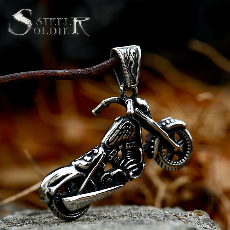 SS8-130P Steel soldier 2022 new pendants listing of stainless steel soul chariot motorcycle pendants jewelry wholesale punk