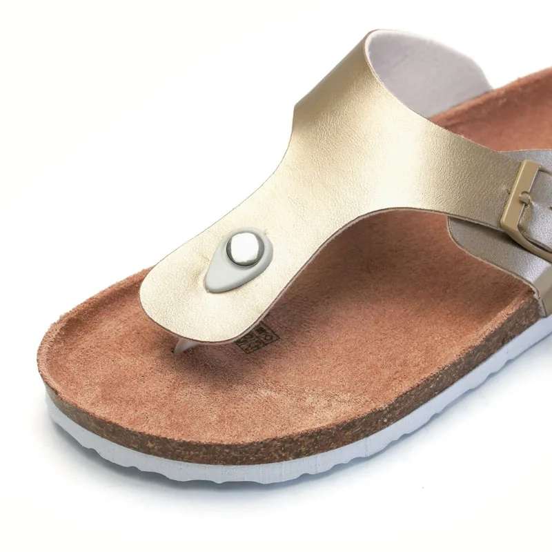 Сандалии на плоской подошве для женщин и пробковые шлепанцы тапочки с пряжкой стильная обувь