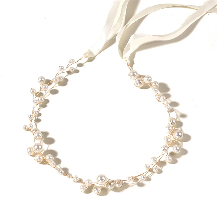 Лидер продаж Регулируемый жемчуг платья для вечеринок; Свадебный венок; Украшение для волос невесты; Ободок для волос в виде короны гирлянда повязка на голову для девочек