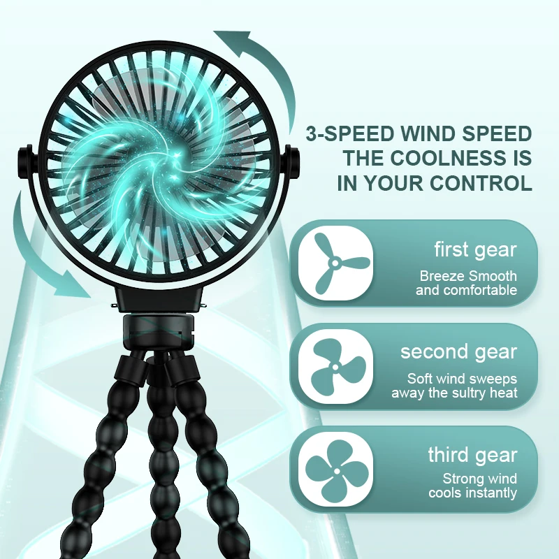 Mini Usb Foldable Fan Standing Table Recharging Flexible Tripod clip Fan Desktop Air Cooler Fan