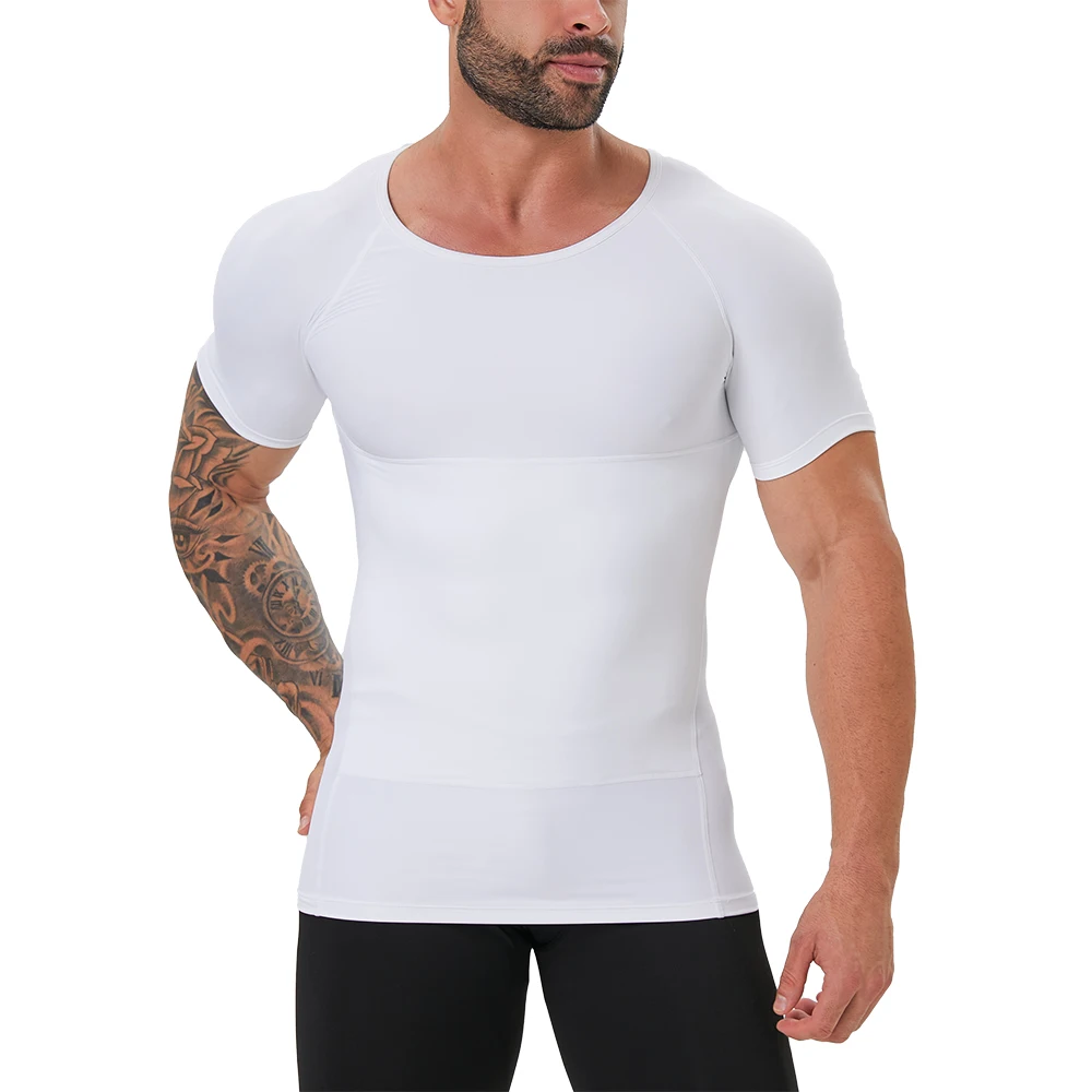 Hide Men Boobs Gynecomastia Compression Shirts Short Sleeve Body Shaper For Men