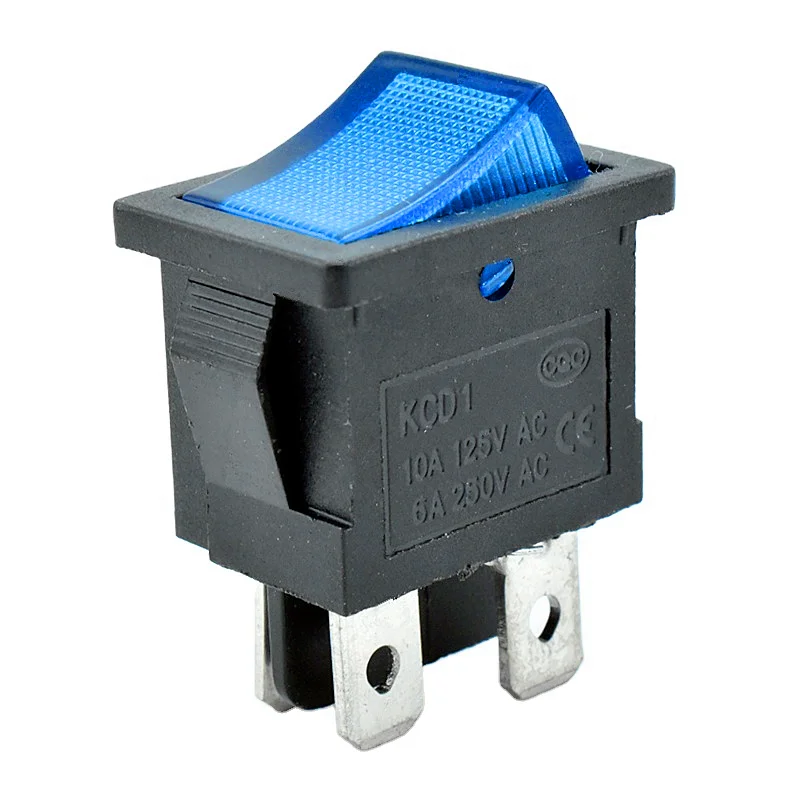 Kcd1 104 10A 125V AC 6A 250V AC CQC TUV ETL C-UL CE CB Rocker On Off Toggle Switch With Blue Led Push Button Kcd1-104 Switch
