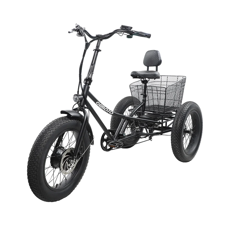 Новый мобильный полулежачий подвесной грузовой литиевый аккумулятор CEMOTO 20 дюймов Электрический трехколесный велосипед с толстыми шинами для ухода за пожилыми людьми