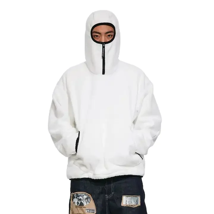 Manufacturer Wholesale Unisex Thick Polar Fleece Winter Pullover Blank Hoodie  Custom Fluffy Fleece Full Face Zip  Hoodie