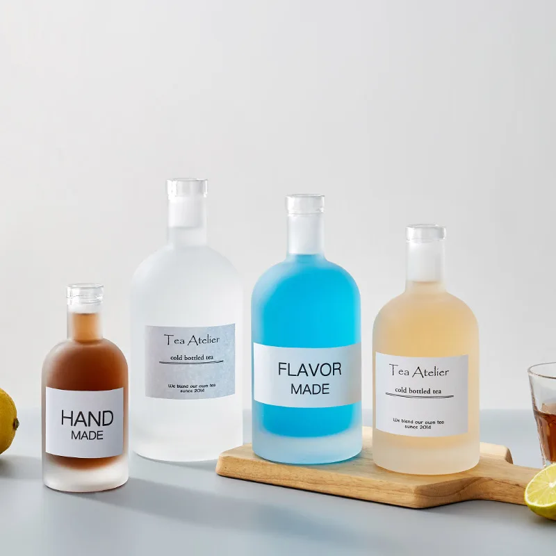 Classic Xo Alcohol Drink 8oz 16oz Round Rum Bottle Miniature 750ml Glass frosted liquor bottle