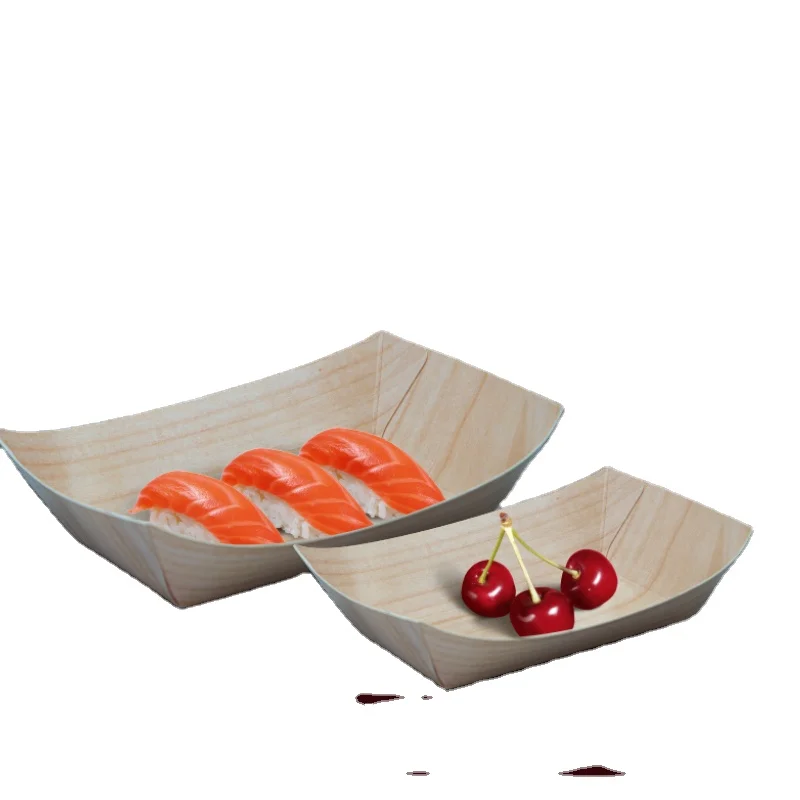 Wooden Stripe white cardboard Paper treats hot dogs paper food boat paper trays boat printed take away meal waffle tray