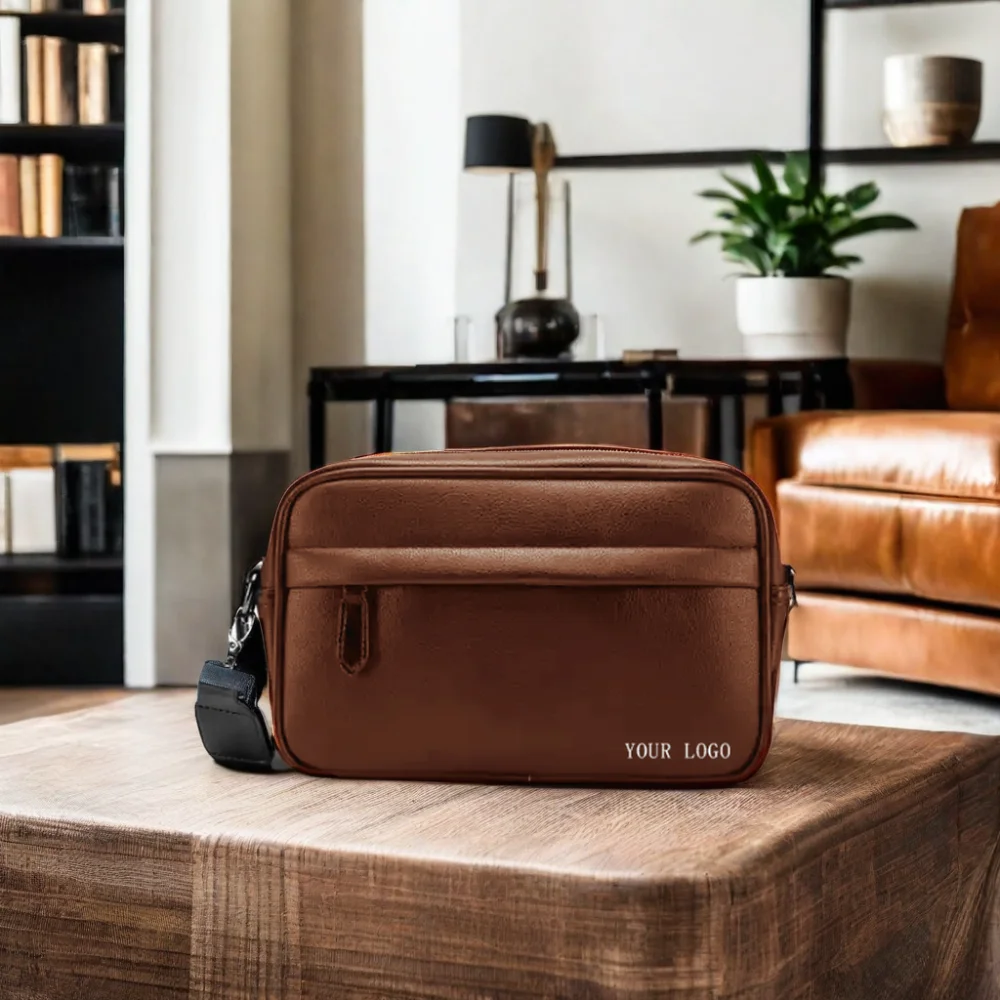 Custom Design Vintage High Quality Pu Leather Single Adjustable Strap Crossbody Shoulder Bag For Men