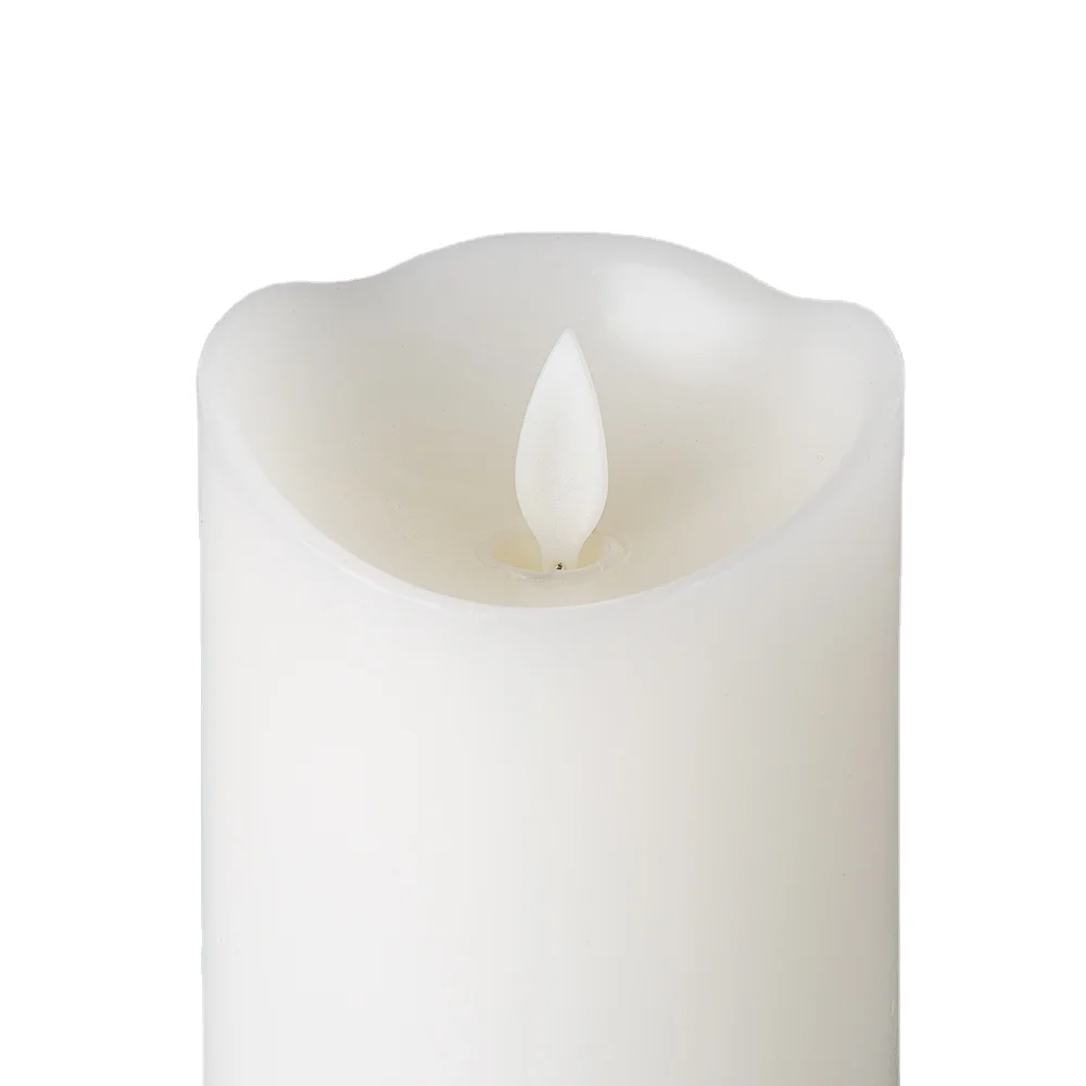 Home decoration moving flame cheap pillar waved white remote timer flameless led wax candles