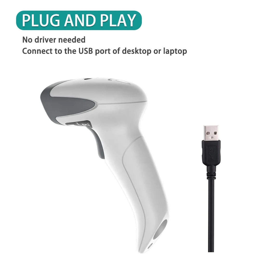 Wired handheld qr code scanner USB 1d 2d barcode scanner with plug and play