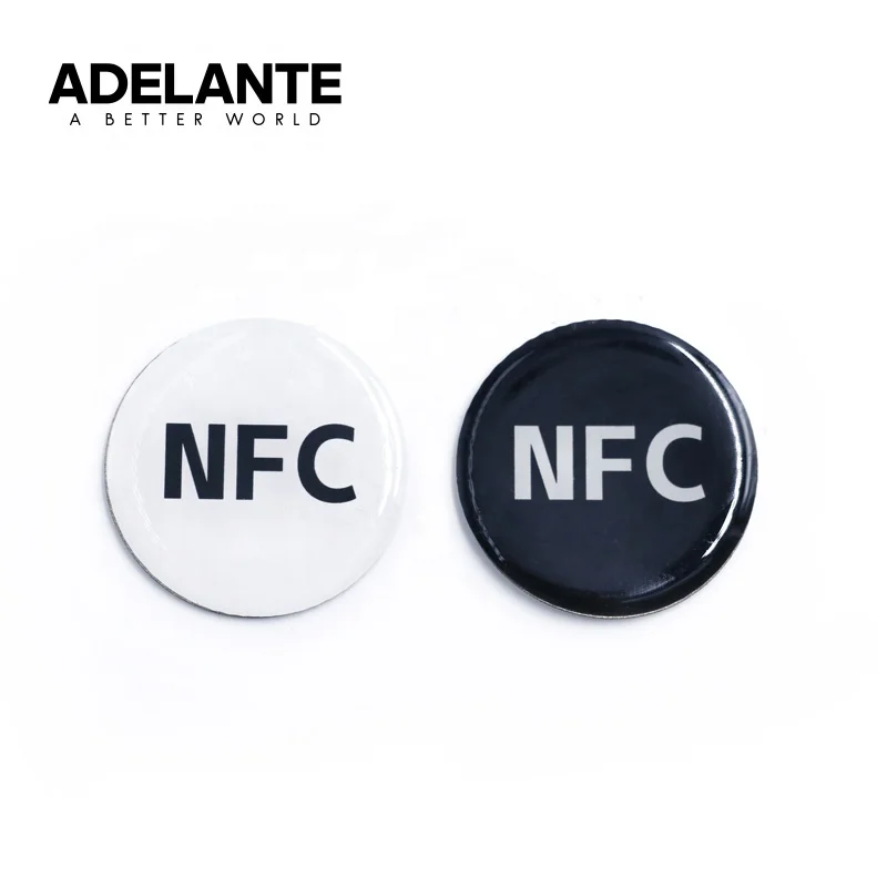ADELANTE manufacturer wholesale dia 30mm waterproof epoxy nfc tags sticker social media sharing mobile phone sticker nfc tag