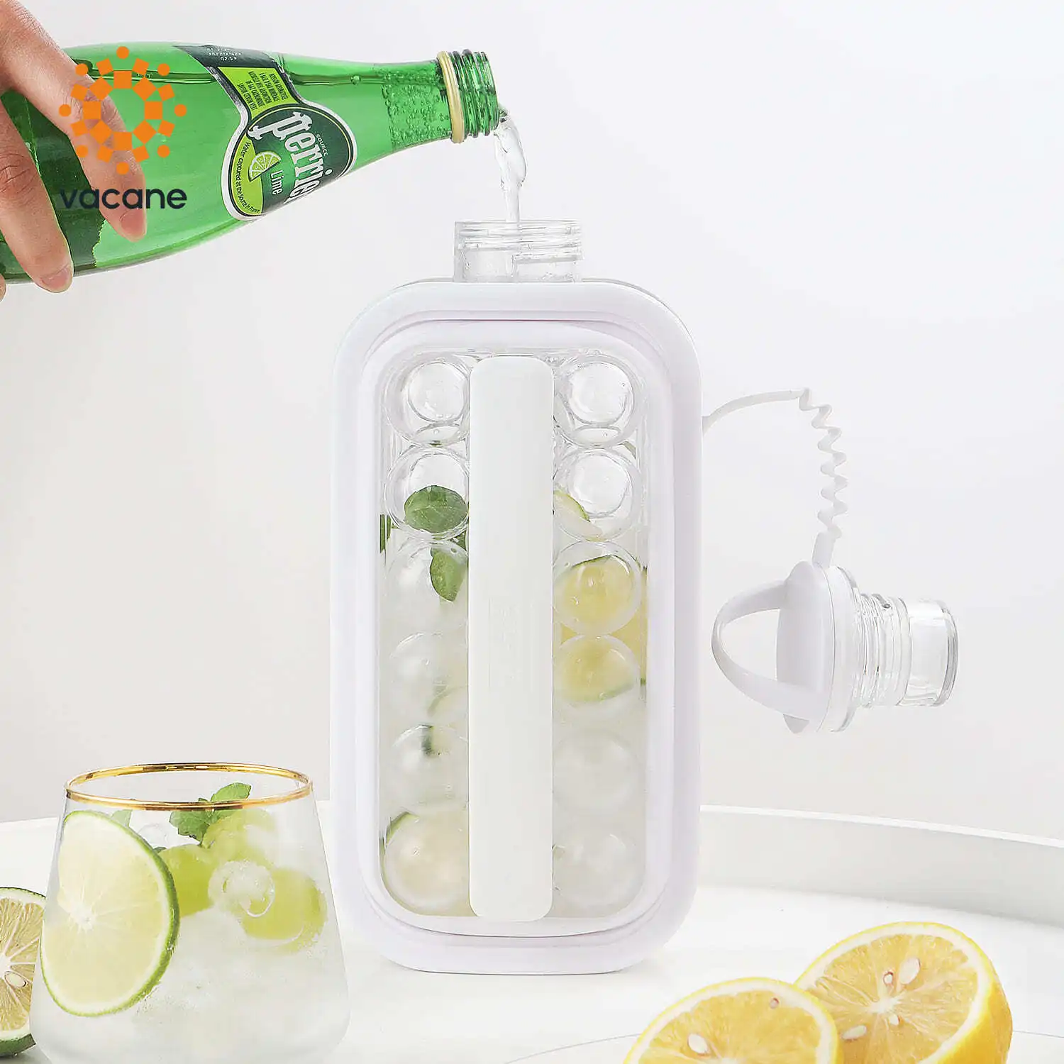 Vacane Горячее предложение 2 в 1 портативный DIY Герметичная Кружка без добавления бисфенола А поп кубика льда пресс-формы для холодильника льда мяч чайник бутылка с крышкой