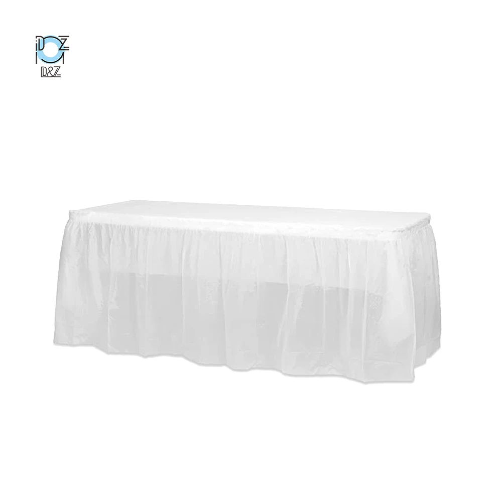 
Unique Design High End Anti-wrinkle High Count PEVA Plastic Table Skirt 