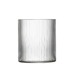 Heat Resistant Premium Classical Vertical Stripes Glass Tea Cup For Latte