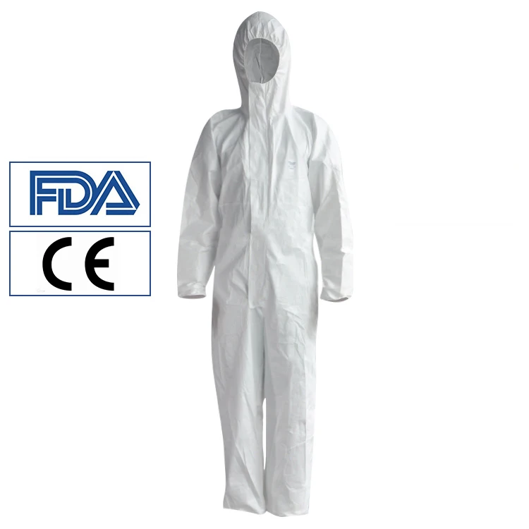 Disposable protective coverall suit EN 13034  type 5B 6B EU PPE category 3 chemical protective suit