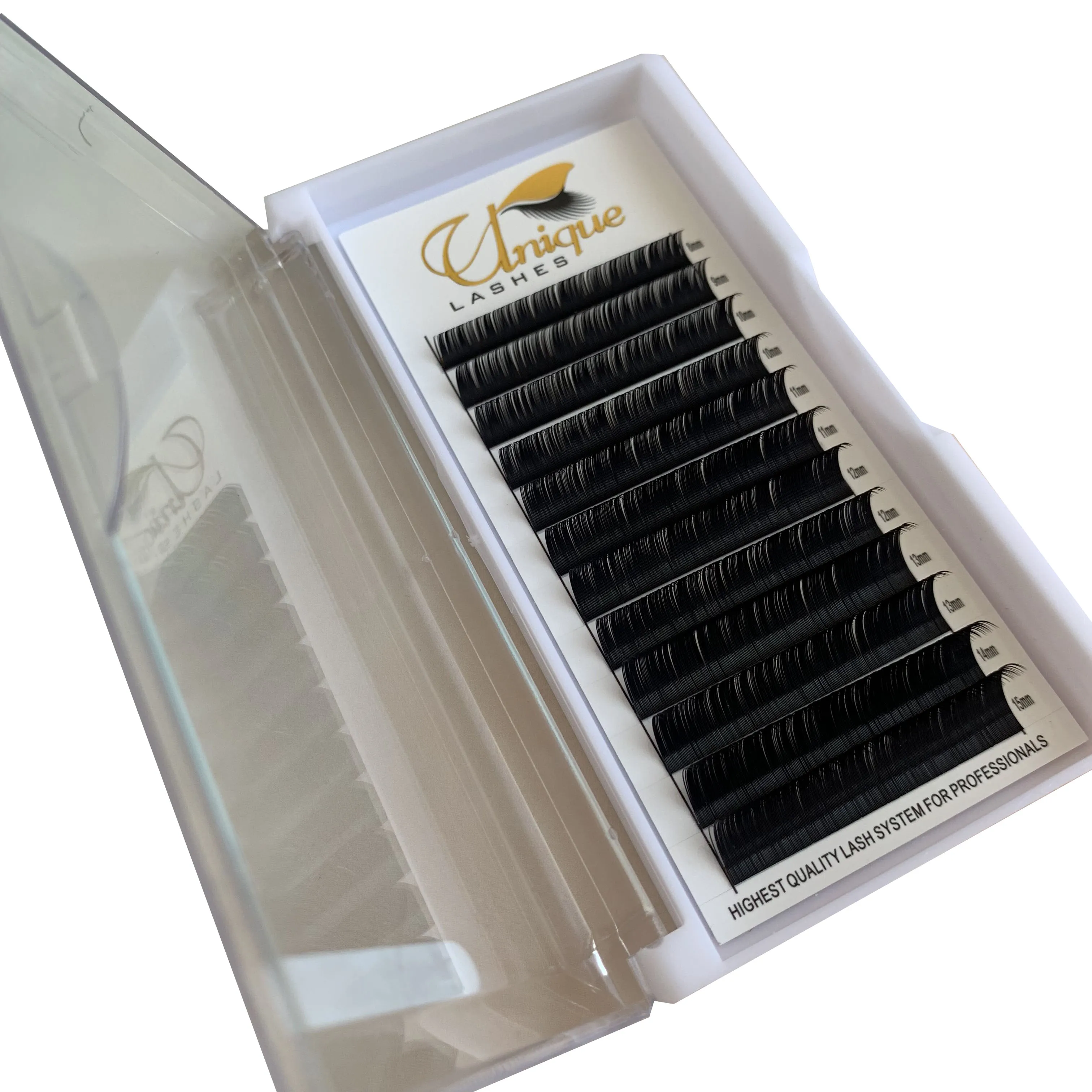 UNIQUE LASHES private label 0.10 0.15 0.20 J B C CC D DD curl silk mink false eyelash extensions