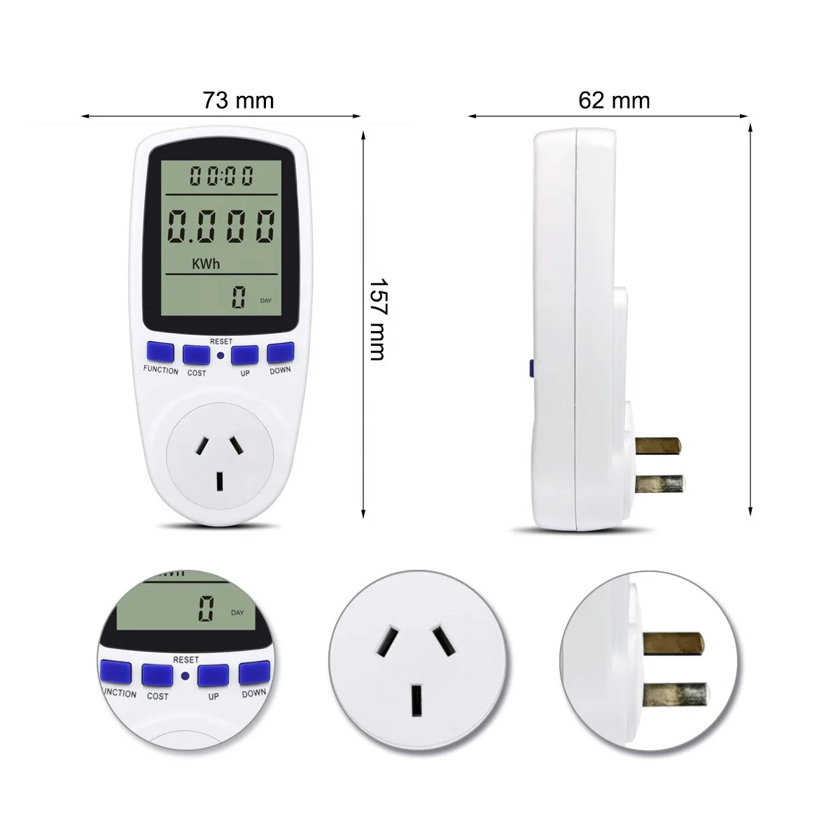 Цифровой измеритель электроэнергии с вилкой AUS/NZL/AR