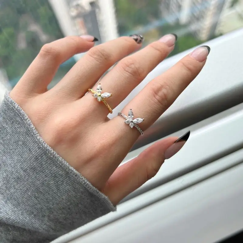 Free Shipping Jewelry Pave Setting Zircon Fashion Women Plated 18K Yellow Gold Rose Ring rings jewelry women free shipping