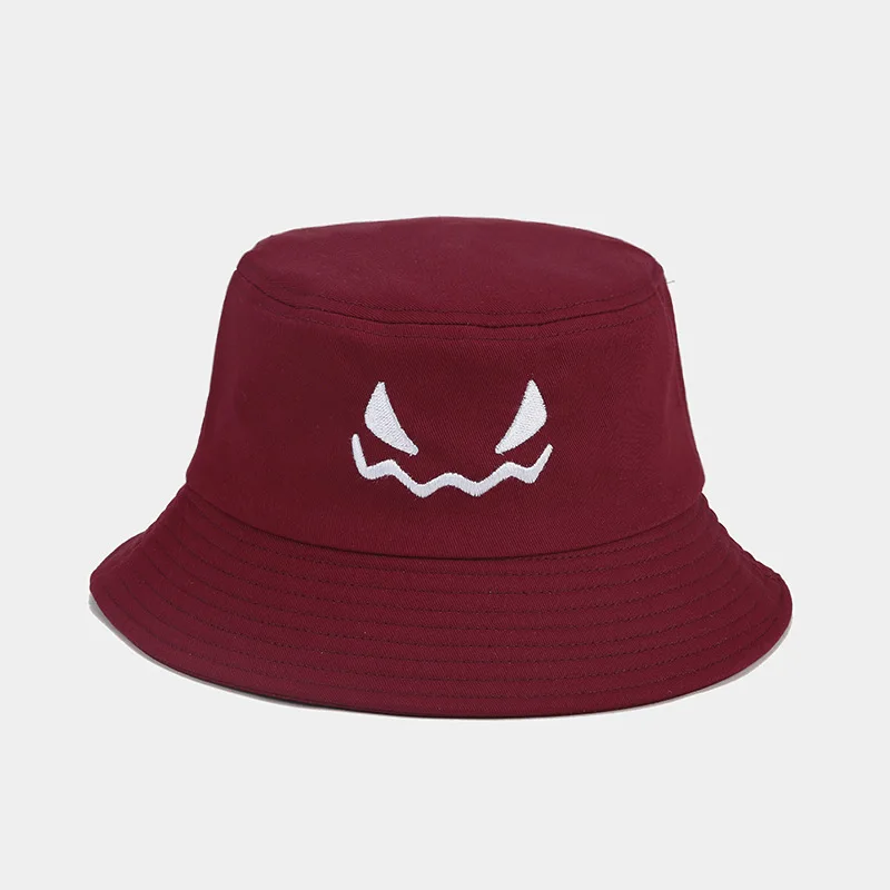 Halloween Horror Pumpkin ghost Embroidery printing fisherman basin hats men women sunshade bucket hat
