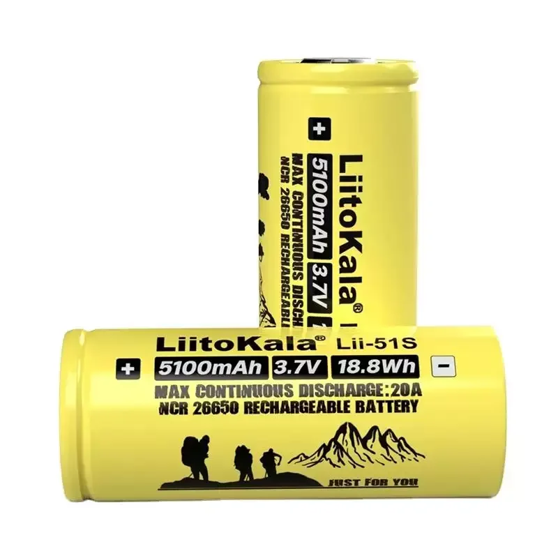 Super Capacitor Lithium Ion Battery Liitokala Lii-51S 26650 5100mAh 8A  3.7V Flat Top Lithium Ion Batteries