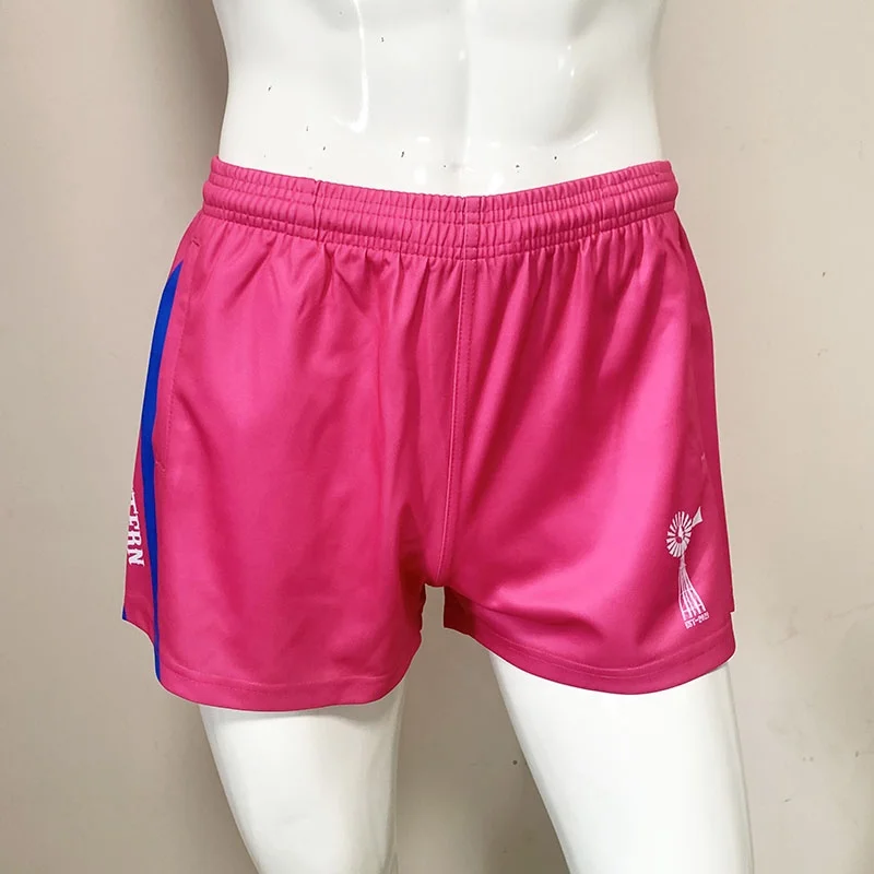 Oem Service Custom Wholesale High Quality Unisex Leisure Training Polyester Full Sublimation Pink Footy Shorts