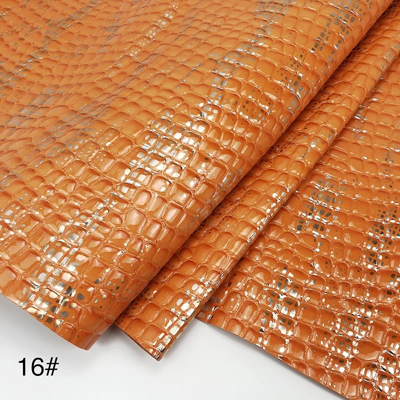 Glossy Embossed Crocodile Gold Film Foil PVC Faux Leather For Handbag