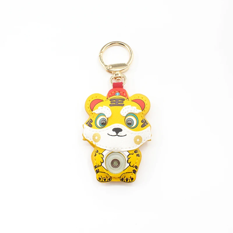 Customized Gift Key Metal Ring Rabbit Pattern Cute Cartoon Leather Car Keyring Logo Printed  Custom Pu Genuine Leather Keychain