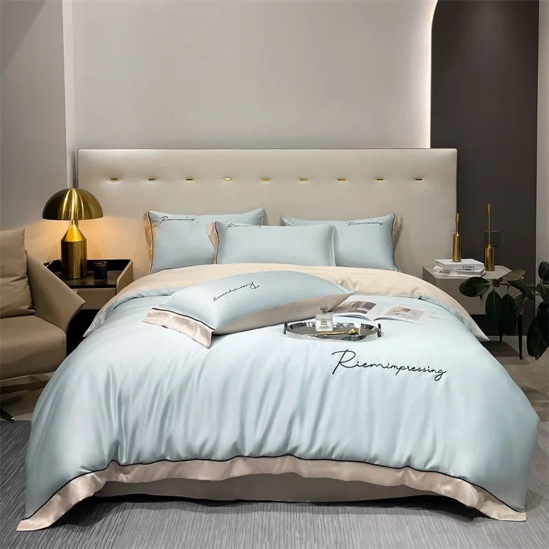 High Quality Satin Bedding Set 100% Polyester duvet cover bed sheets 4pieces home bedding set