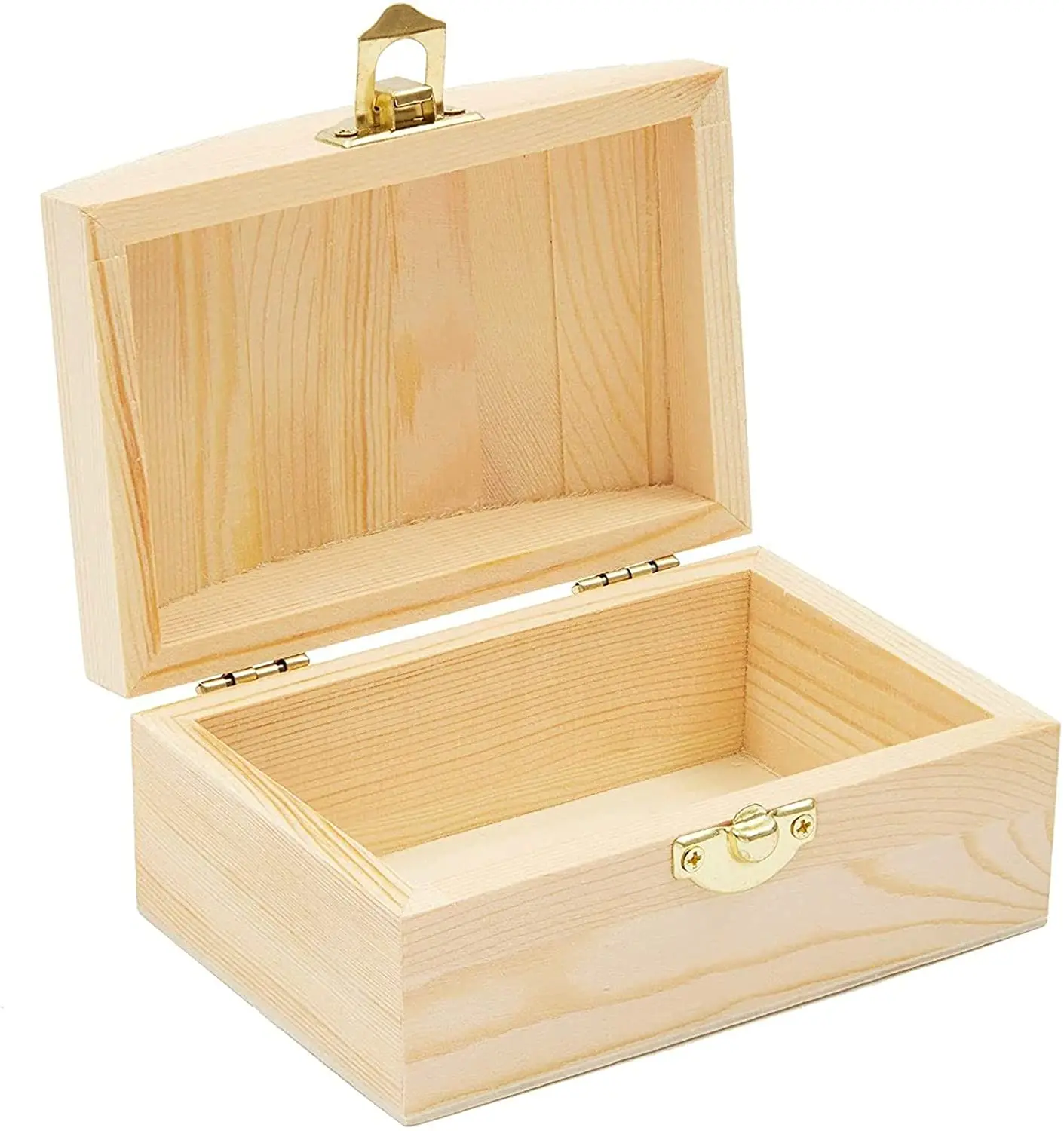 Unfinished Wooden Pine Box DIY Craft Jewelry Box with Locking Clasp