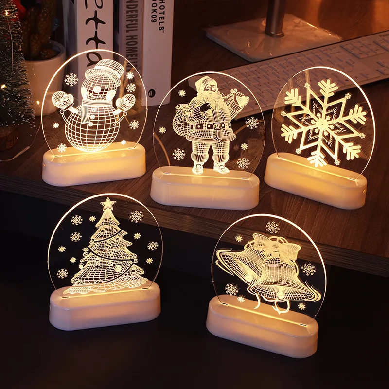 3D Christmas Night Lights Battery Operated  Bedside Lamp desktop ornament light for Bedroom Desk Lamp Fireplace Table