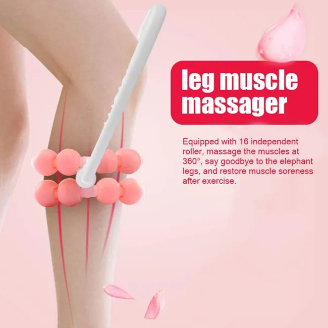 
Body Shapely Roller Yoga Fitness Ring Muscle Relaxation Massage Stick 16 Roller Ball Cellulite Leg Slim Massager 