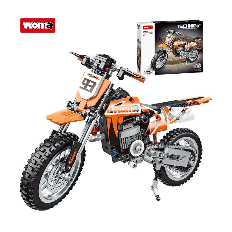 Woma Toys C0917 brick build motorcycle model educational stem diy toy technic building block sets for child home decor