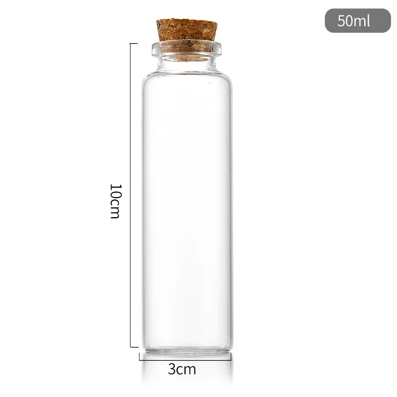 30mm Small DIY Crafts Vials Jars Packaging Bottles Test Tube Transparent Clear Glass Bottles with Cork Stopper