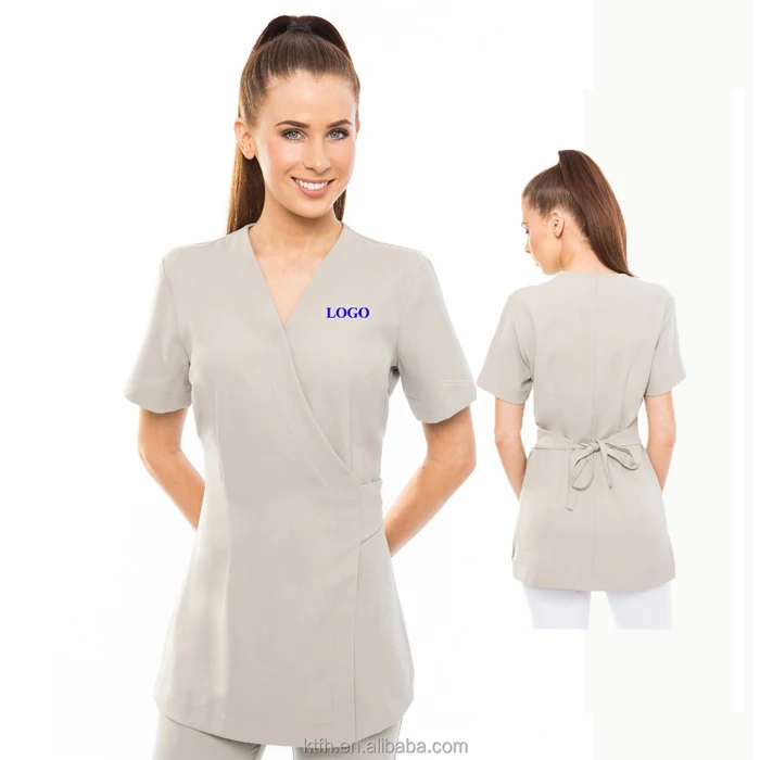 Fashionable stylish hair dressers make up nail artist profession wrap work tunic