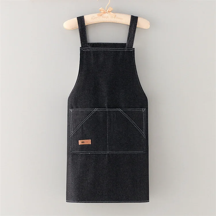Wholesale Strap-on Denim Oil Proof Denim Apron Men Women Gardening Tool Kitchen Bar Aprons for Work Cook