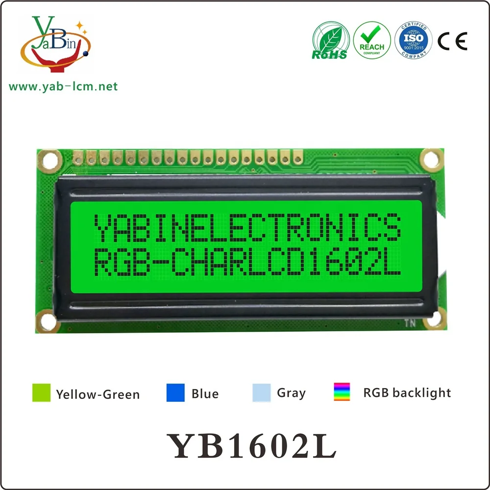 2.6 inch 80x36 MM 1602 16x2 character lcd display module with RGB backlight YB1602L lcd