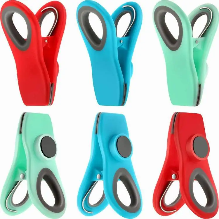 Wholesale Cheap Price Multicolor Plastic Bag Clips With Magnet For Food Storage Snack Bags