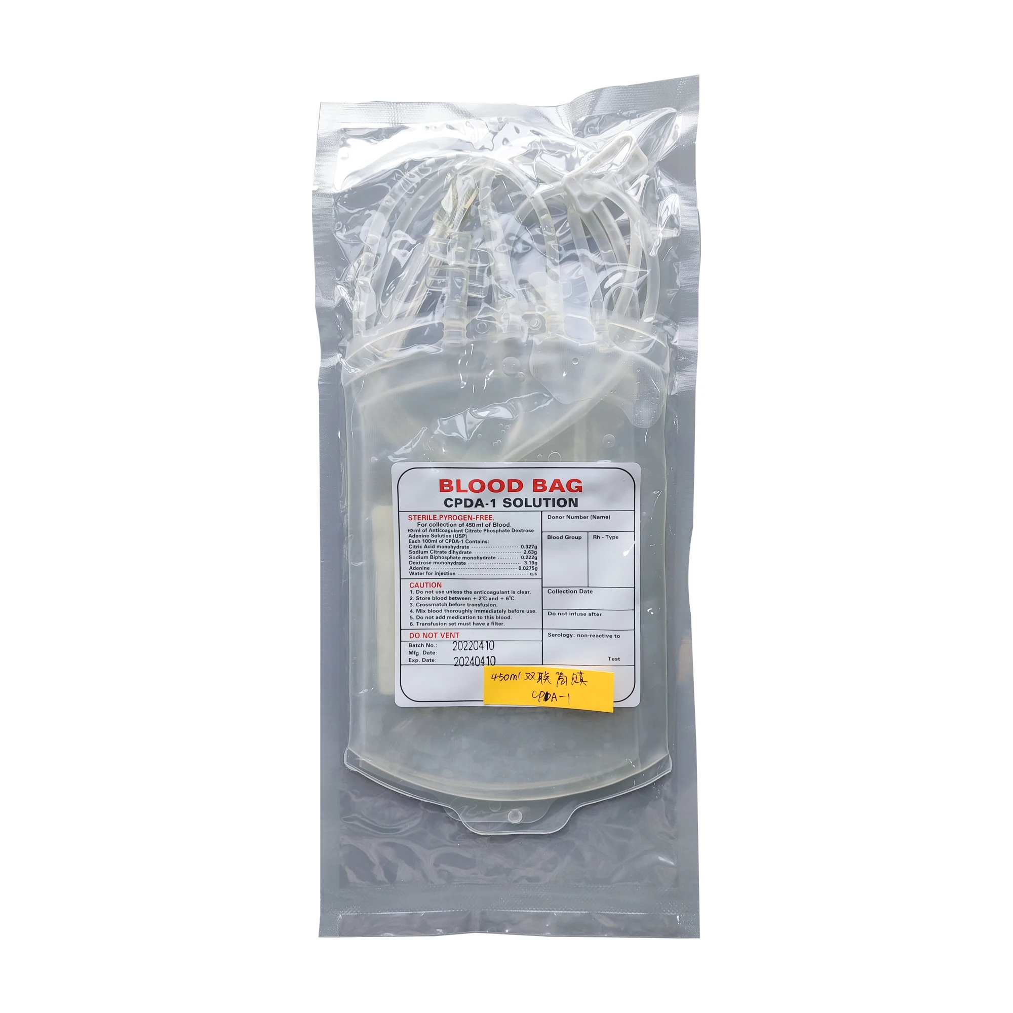 CE approved Medical disposable use Blood bag