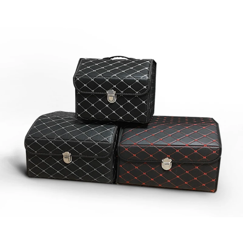 Car Accessories 2021 Car Leather Storage Box Waterproof Collapsible Trunk Organizer