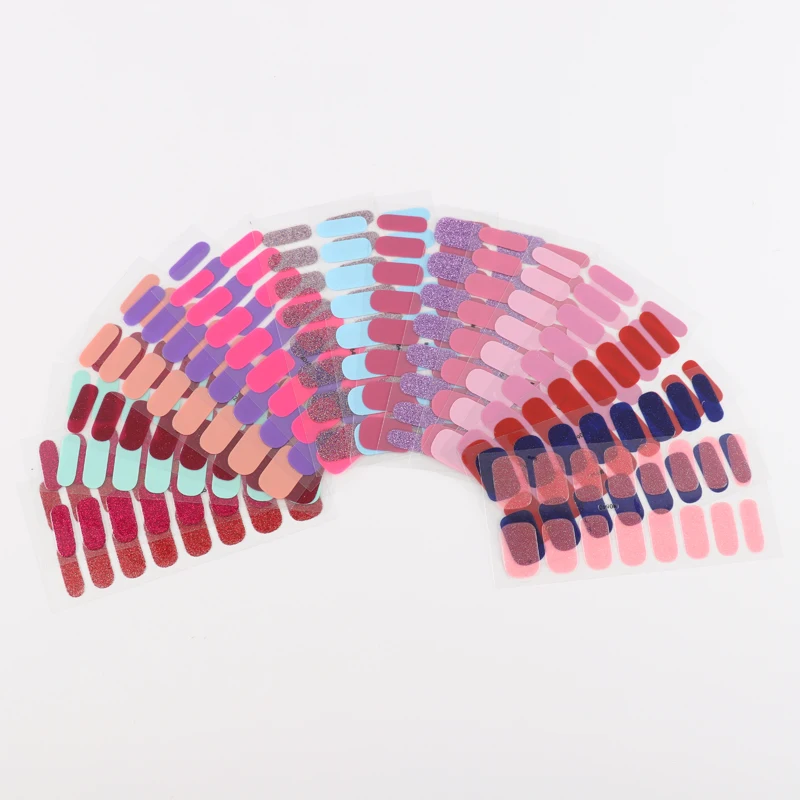 16 шт. фабрика продает косметический Bling гель для ногтей наклейки без запаха eco-friendly сплошной цвет обертывание упаковка безопасности клейкой