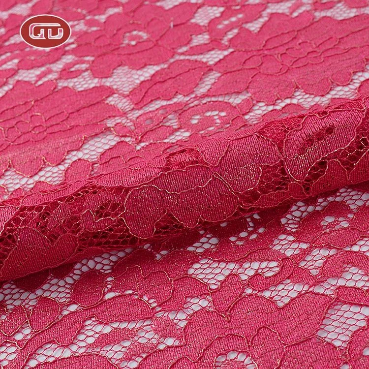 High quality elegant 100% polyester mesh gold metallic foil lace fabric