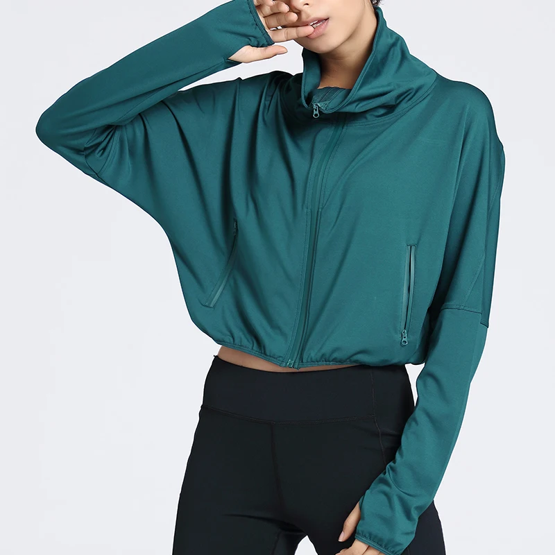 Newly popular High-necked Cool Loosed Yoga Jacket fitness yoga wear workout women zipper jacket
