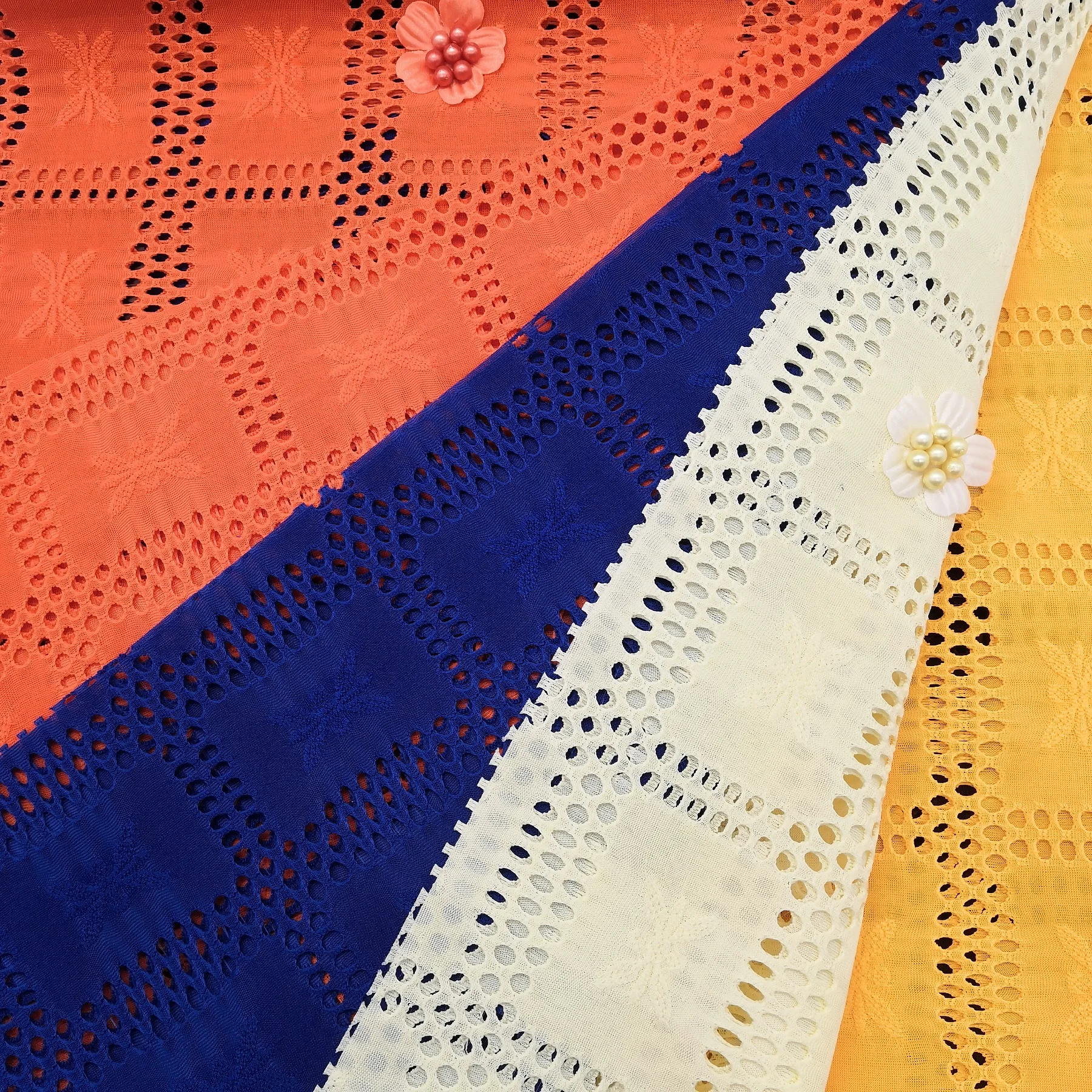 hot-selling african style bead mouth embroidery dry lace fabric long dress fabric cord lace fabric