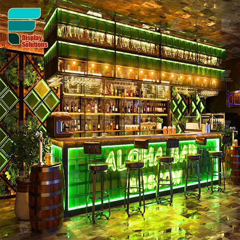 Commercial luxury modern bar display cabinet night club furniture bar counter 3D Design For Club