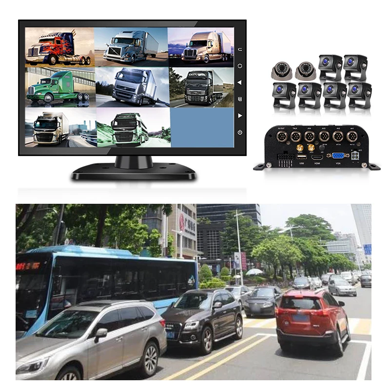 Car Black Box 2TB HDD Plus 128G SD 8CH MDVR For Heavy Duty Vehicle Mobile DVR 4G With Night Vision Car Camera